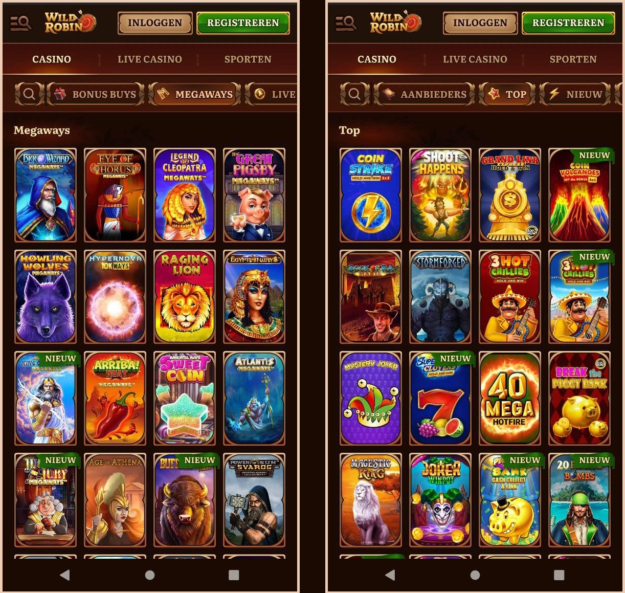 Alle gokkasten van Wildrobin Casino