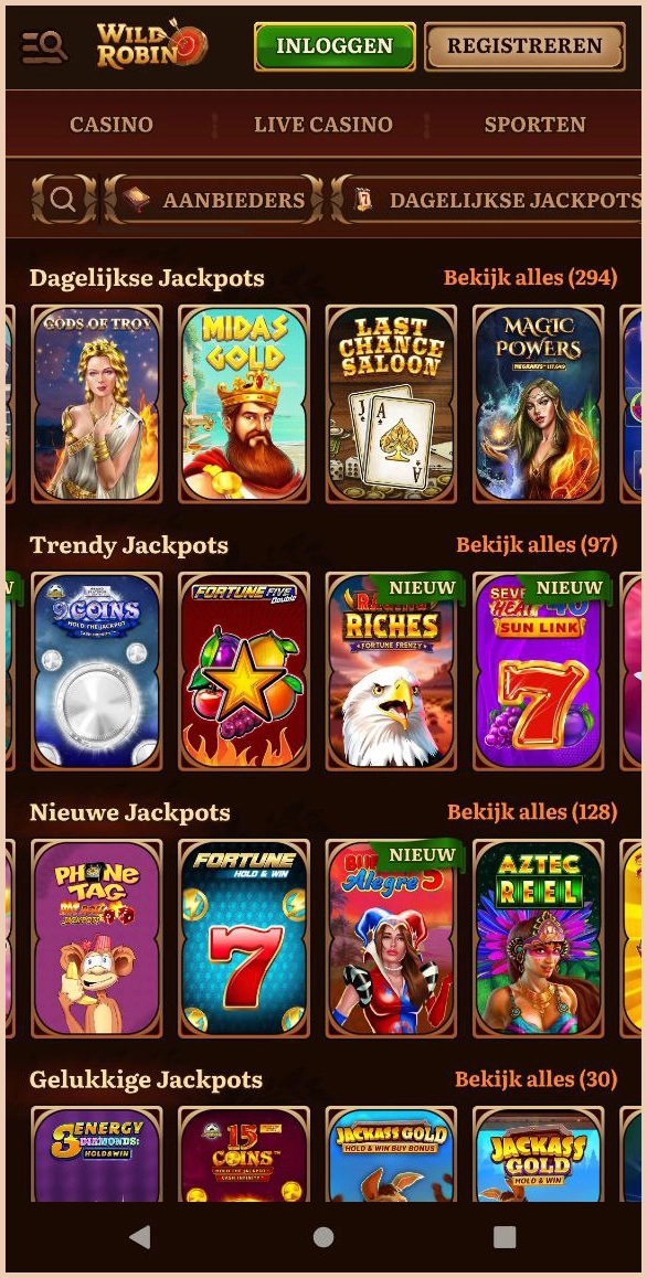 Grote winsten met jackpot-slots bij Wildrobin Online Casino